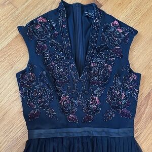 Needle & Thread - Elegant Black Gown with Floral Embroidery